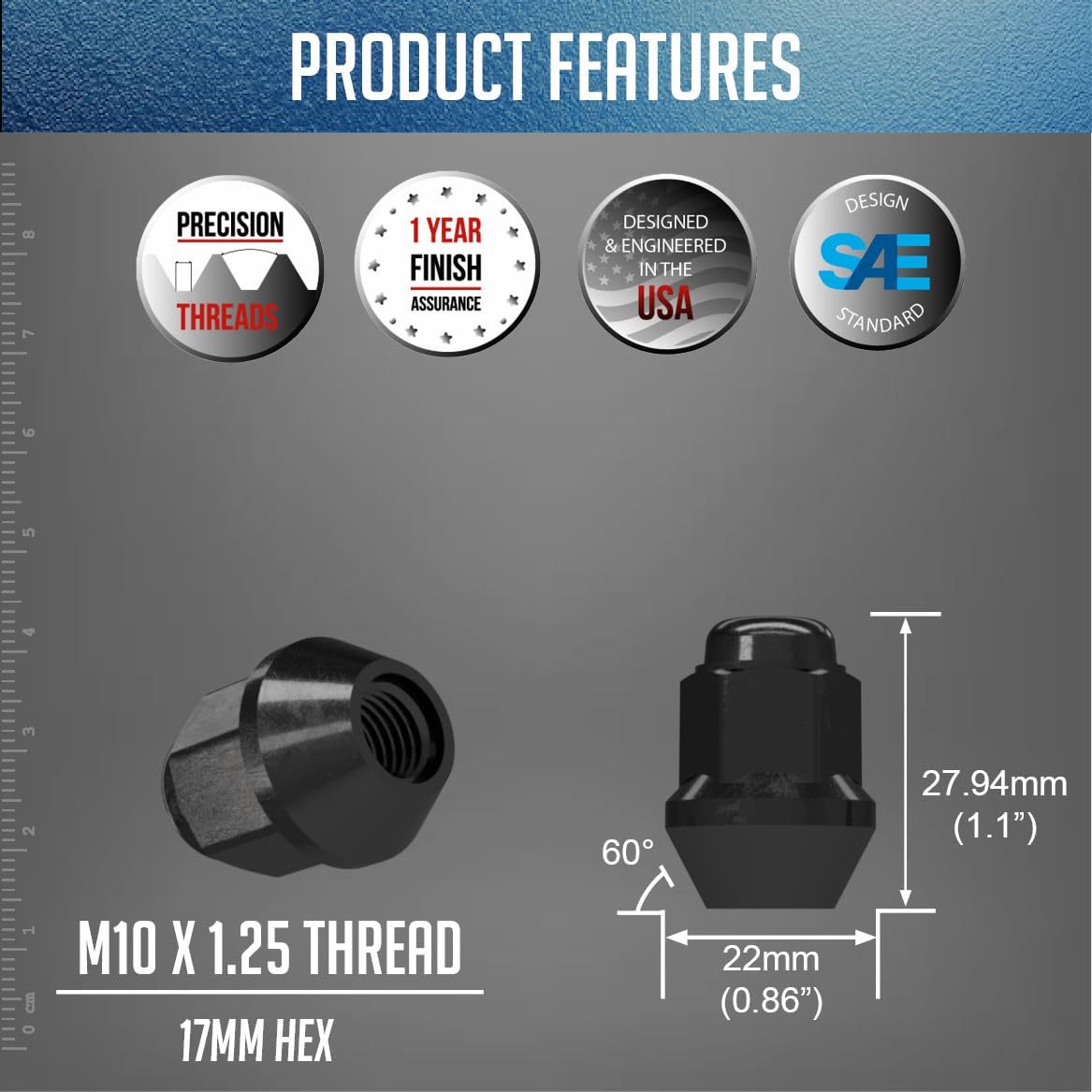 Amazon.com: Wheel Accessories Parts 16 Pcs M10x1.25 Lug Nuts 10x1